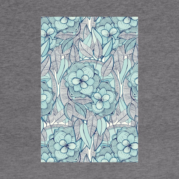 Teal Magnolias – a hand drawn pattern by micklyn